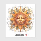 Kosmische zon gezicht digitale kunst laptop sticke sticker (Vel)