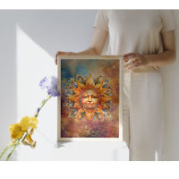 Kosmische zon gezicht digitale kunst