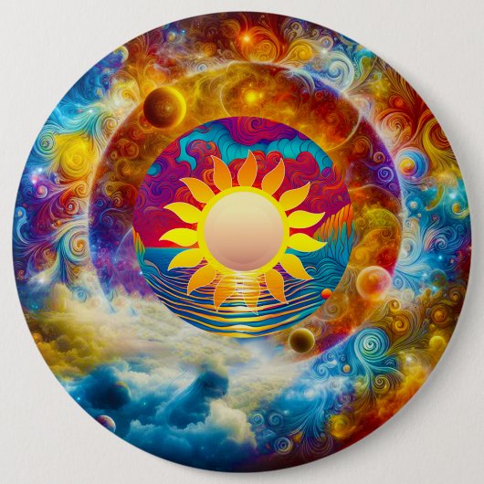 Kosmische Zon Ronde Button 6,0 Cm (Voorkant)