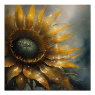 Kosmische Zonnebloem - AI Fantasie Digitale Kunstp Perfect Poster