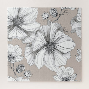 Kosmos Bloemen: Botanisch Tekenpatroon. Legpuzzel