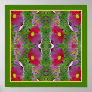 Kosmos Daisy Flowers spiegelen Abstracte Natuur Poster
