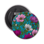 Kosmos-mix op blauw button flesopener (Voorkant)