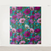 Kosmos-mix op blauw wandkleed (Voorkant)