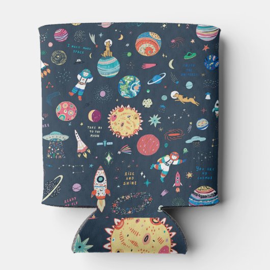 Kosmos ruimte: Hand getrokken Blikjeskoeler (Achterkant)