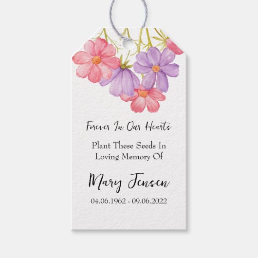 Kosmos Seed Packet Memorial Begrafenis Gift Labels Cadeaulabel (Voorkant)