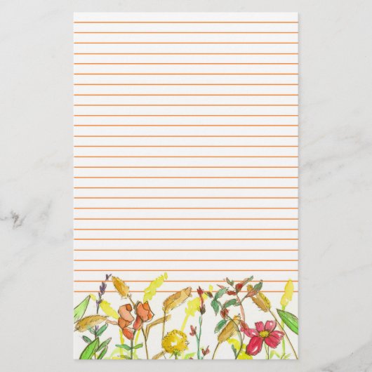 Kosmos Snapdraken Herfst Bloemen Gelijnd Briefpapier (Voorkant)