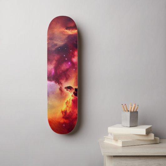 Kosmos Space Sky Red Nebula Skateboard (Muurkunst)