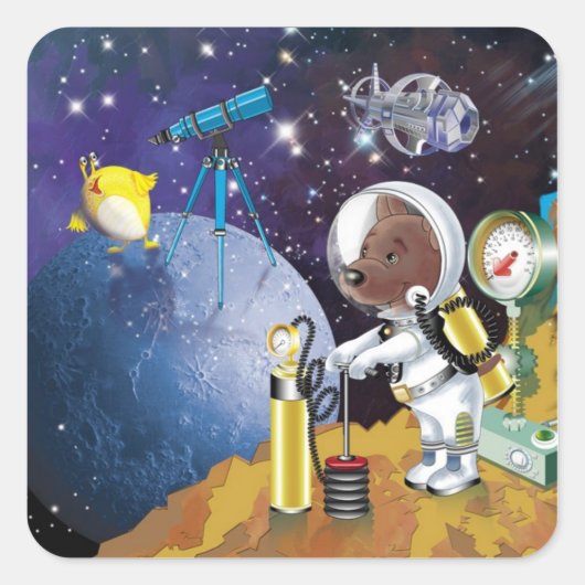 kosmos vierkante sticker (Voorkant)