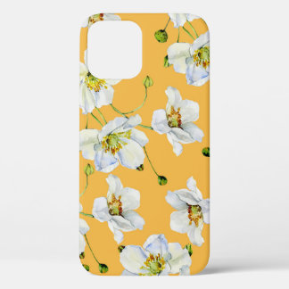 Kosmos, waterverf, naadloos, bloemmotief. iPhone 12 hoesje