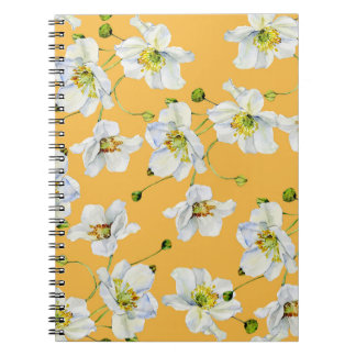 Kosmos, waterverf, naadloos, bloemmotief. notitieboek