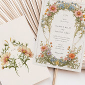 Kosmos Wildflowers Art Nouveau bruiloft Kaart