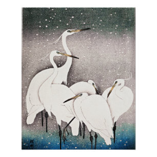 Koson - Een groep van Egrets Perfect Poster