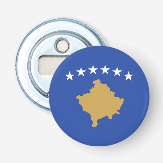 Kosovaanse vlag button flesopener (Voorkant)