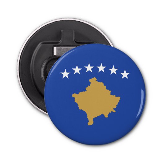 Kosovaarse vlag button flesopener (Voorkant)