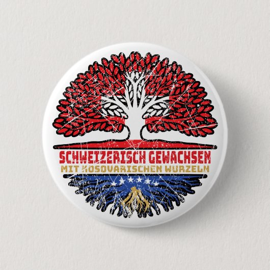 Kosovo Kosovarisch Schweizer Schweiz Baum Wurzel Ronde Button 5,7 Cm (Voorkant)