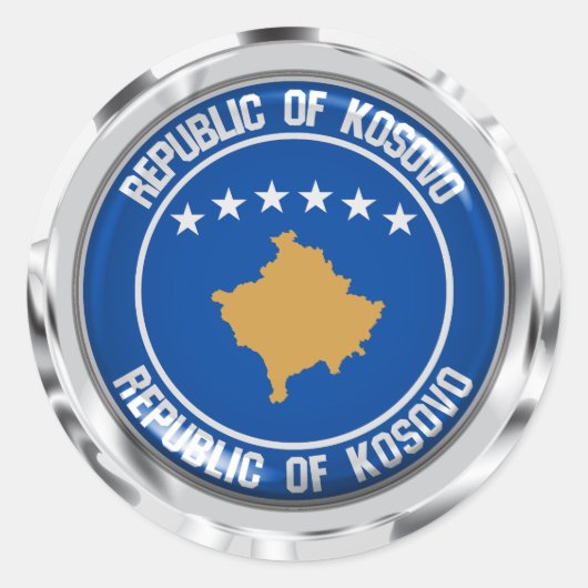 Kosovo Round Emblem Ronde Sticker (Voorkant)