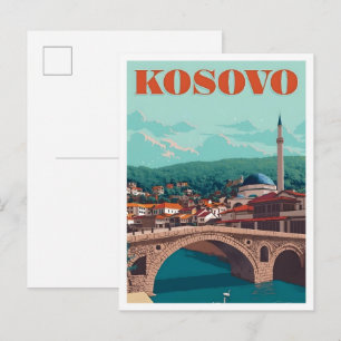 Kosovo Vintage Kunst Reizen Briefkaart
