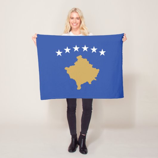 Kosovo-vlag Fleece Deken (In situ)