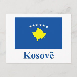 Kosovo vlag met naam in Albanees Briefkaart