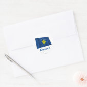 Kosovo Zwaaiende Vlag met Naam in Albanees Ronde Sticker (Envelop)