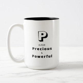 Kostbaar en Krachtig P - Gepersonaliseerde Luxe Tweekleurige Koffiemok