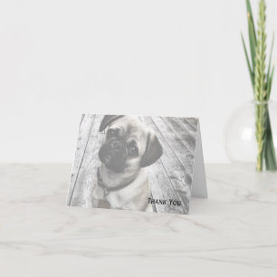 Kostbaar Pug Puppy in Zwart-wit Bedankkaart
