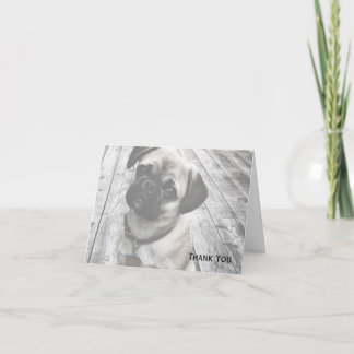 Kostbaar Pug Puppy in Zwart-wit Bedankkaart