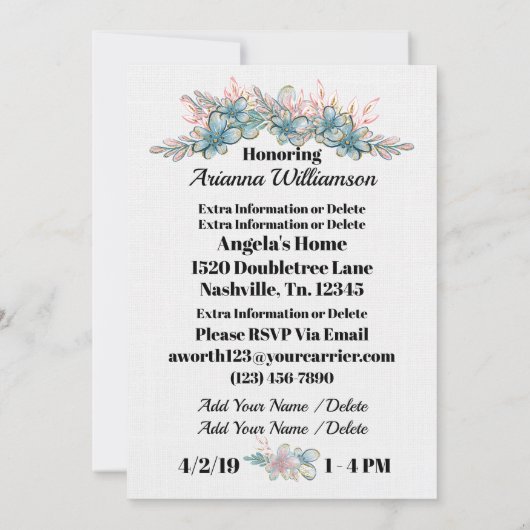 Kostbare babyshower uitnodiging (Achterkant)