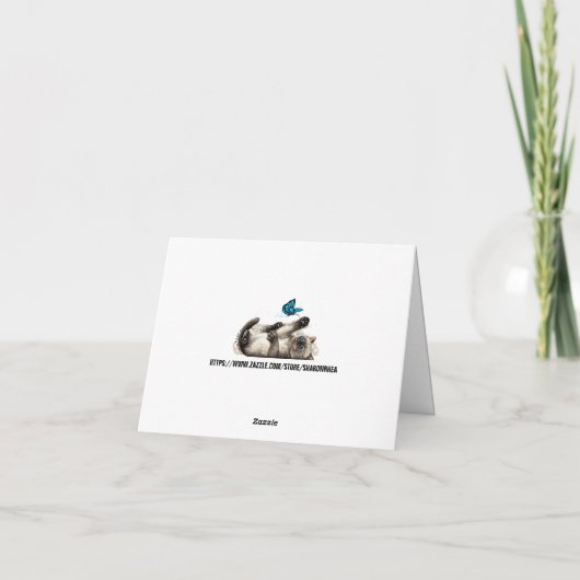 Kostbare Kitten en Butterfly Notecards Bedankkaart (Achterkant)