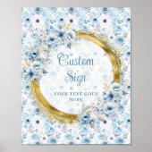 Kostbare pastel blauwe bloemen goud boho custom si poster (Voorkant)
