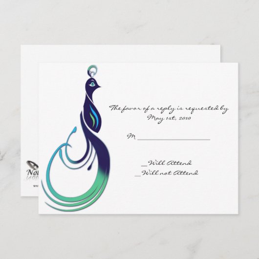 Kostbare Pauw in Paars, Groenblauw en Groen Uitnodiging Briefkaart (Voorkant / Achterkant)