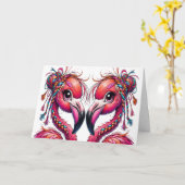 Kostbare Pronkerige Flamingo's Kaart (Gele Bloem)