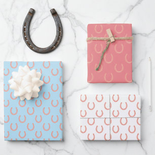 kostbare roze Hoefijzers Baby shower cowgirl Inpakpapier Vel