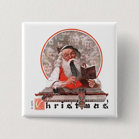 Kosten voor de kerstman vierkante button 5,1 cm (Voorkant)