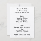 KOSTPARTIJMASQUERADE BALL INVITATION KAART (Achterkant)