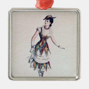 kostumeontwerp voor een vrouw harlequin, c.1880 metalen ornament