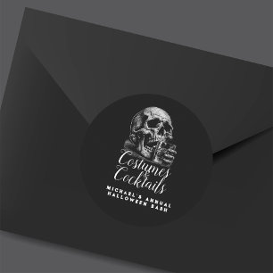 Kostuum en Cocktails Zwarte Halloweenfeest Ronde Sticker