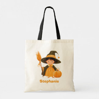 Kostuum heks Trick or treat met aangepaste naam Tote Bag
