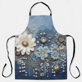 Kostuum sieraden op blauw Denim Schort (Voorkant)