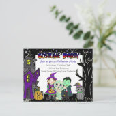 kostuumfeest | Uitnodigingen voor Halloween Party (Staand voorkant)
