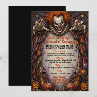 Kostuumfeestje met het thema Kwaadaardige Clown Ha Kaart