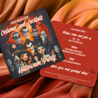 Kostuums Cocktails 50s stijl Halloween uitnodiging