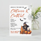Kostuums & Cocktails Halloween Feestuitnodiging Kaart (Staand voorkant)