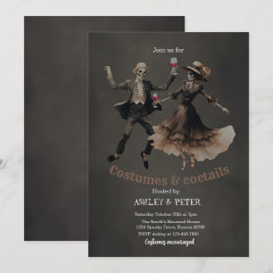 Kostuums & Cocktails  Skeleton Halloween Kaart