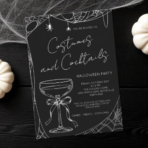 Kostuums en cocktails Black Adult Halloween Party Kaart