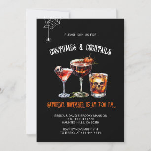 Kostuums en cocktails Elegant Halloween Party Kaart