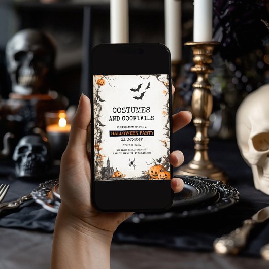 Kostuums en Cocktails Griezeldagfeest Feestdagenkaart