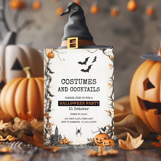 Kostuums en Cocktails Griezeldagfeest Feestdagenkaart