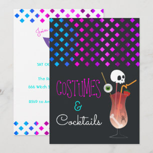Kostuums en Cocktails Halloween-feestuitnodiging Kaart
